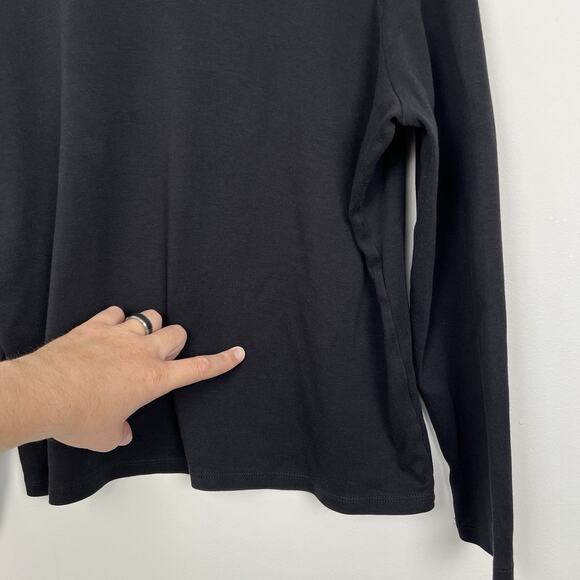 LL Bean Size Large Petite Supima Cotton Long Sleeve Mock Turtle Neck Shirt Black - Picture 8 of 8